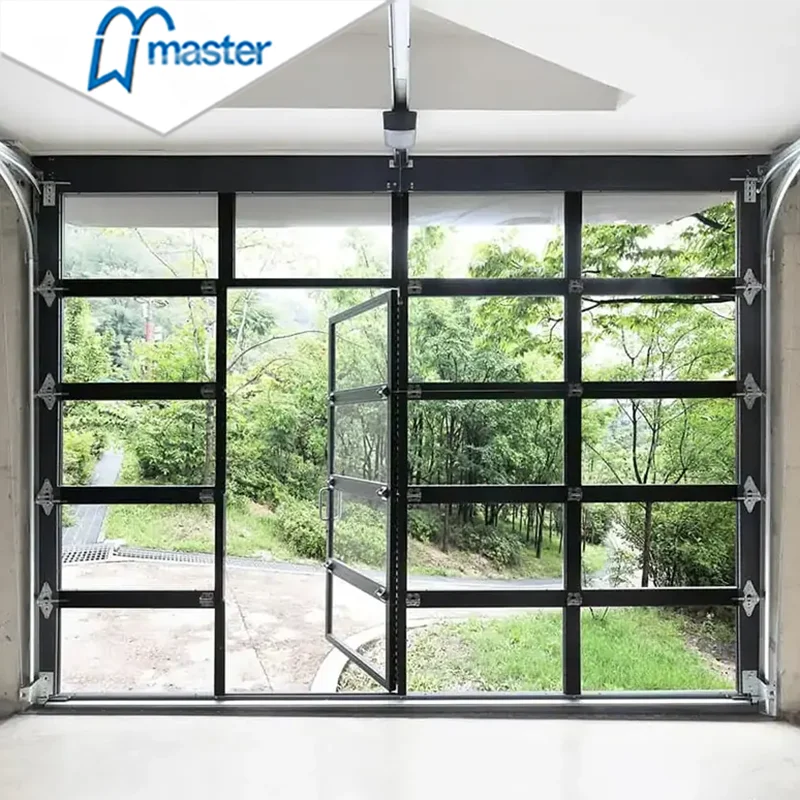 Customized Modern High-Quality Glass Garage Door with Electric Remote Control Aluminum Frame for Home Automation