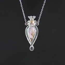 Fashion Glass Perfume Essential Oil Bottle Pendants DIY Women's Perfume Wishing Bone Ash Lanugo Fragrance Enhancer Necklace