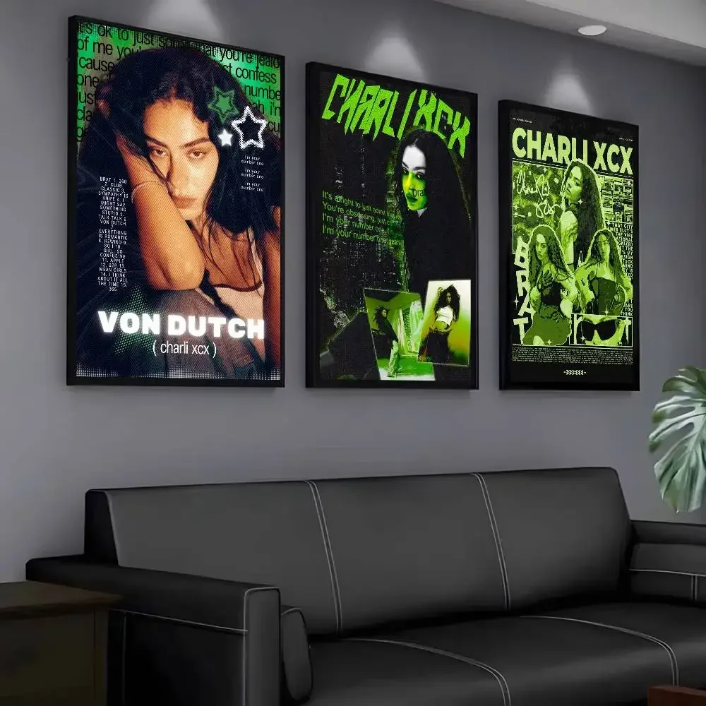 المغني C-Charli XCX BRAT ملصق غرفة المعيشة جدار الفن المرآب غرفة ديكور المياه برهان ورقة طباعة غرفة ملصقات ديكور لتزيين الغرف