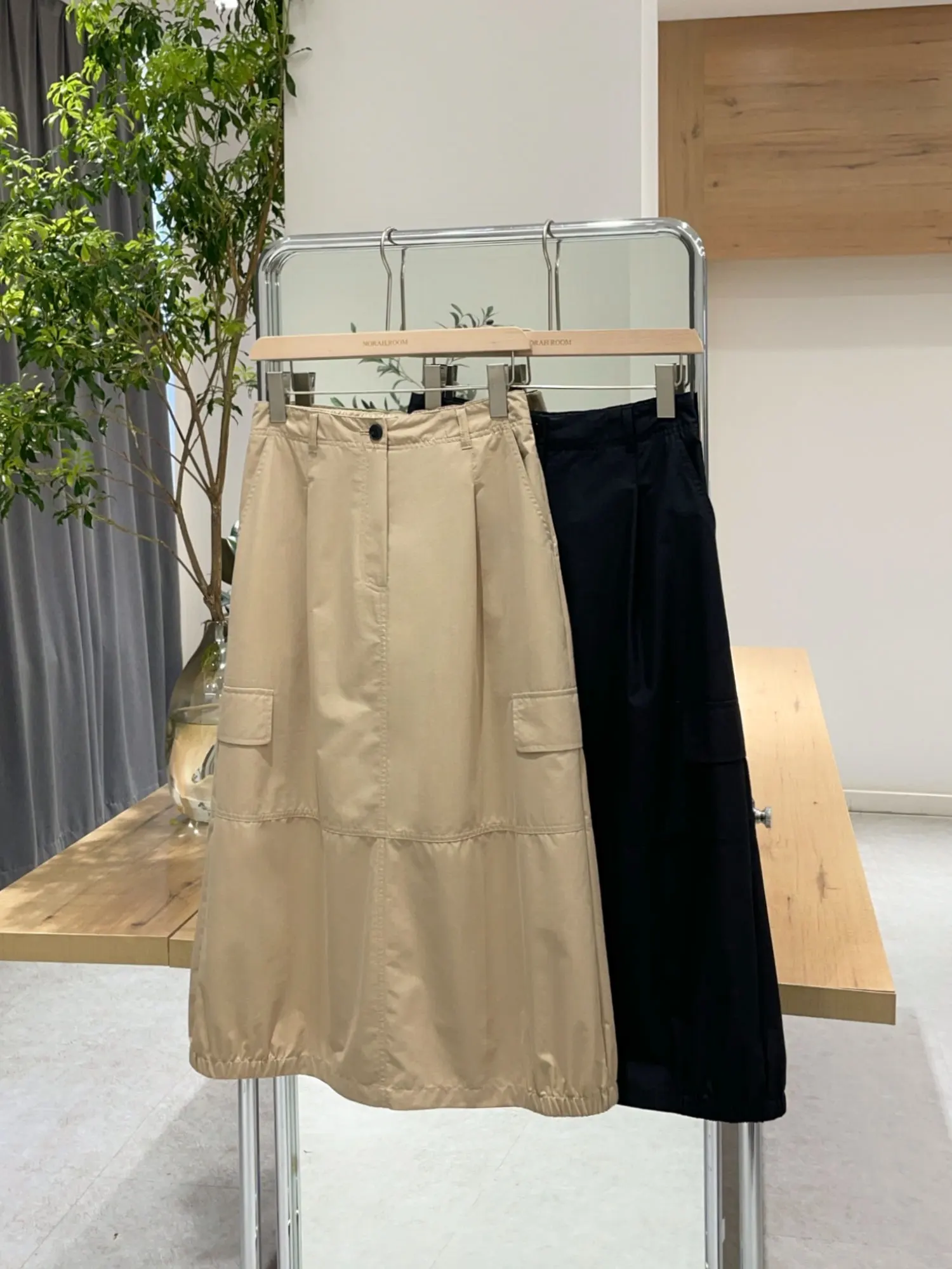 Nok Xiaola Authentic Summer 2026 Brand Island Workwear Style Semi-Elastic Waist  Skirt Casual Straight Cut Cotton Blend