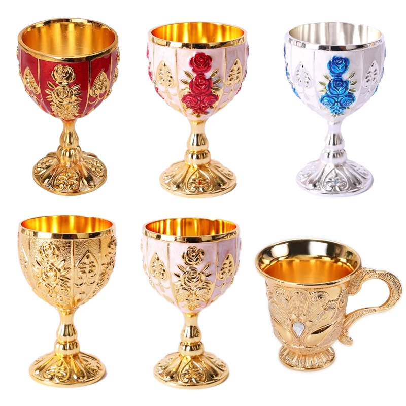 فنجان نبيذ صغير إبداعي ، 30 أو ، معدن قديم ، عتيق مزيف ، منحوت عتيق ، ذهب الكأس ، أداة منزلية وبار #5