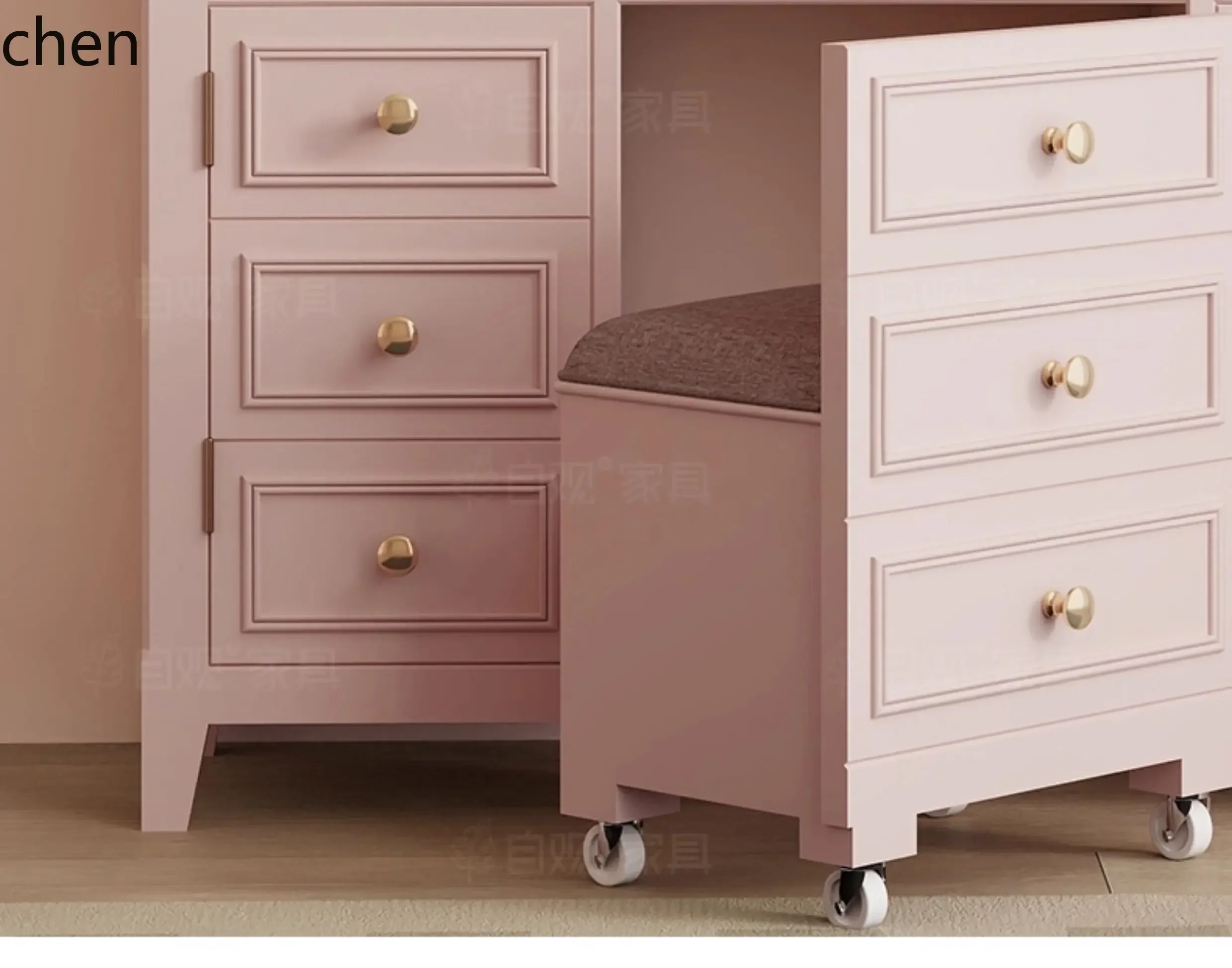 PYH Desk Chair Writing Desk Integrated Girls Bedroom Bedroom Combination Makeup Table