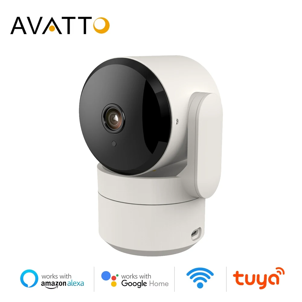 AVATTO Tuya WiFi 2MP Indoor Smart Security Camera HD Infrared Night Vision Motion Detection Panoramic Patrol，Alexa Google Home