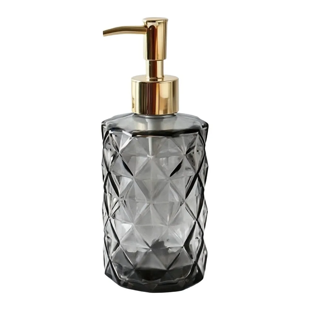Thick Glass Soap Dispenser in Emerald Green with Gold Rust Resistant For Pump for Countertop For Hand and Dish Soap Dispensing