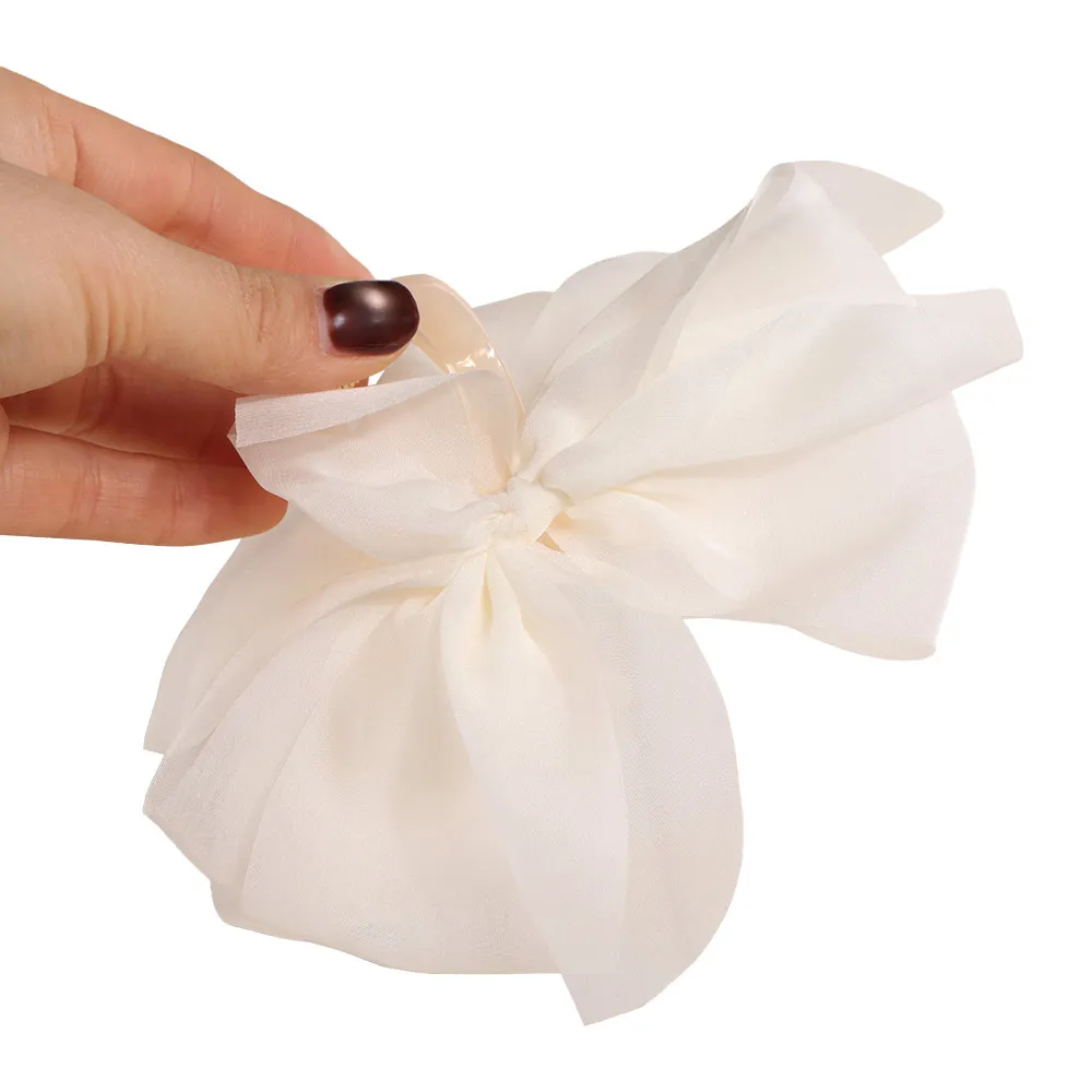 

Роскошная заколка для волос в французском стиле из шифона с большим бантом, элегантная женская заколка-краб для волос, аксессуар для прически