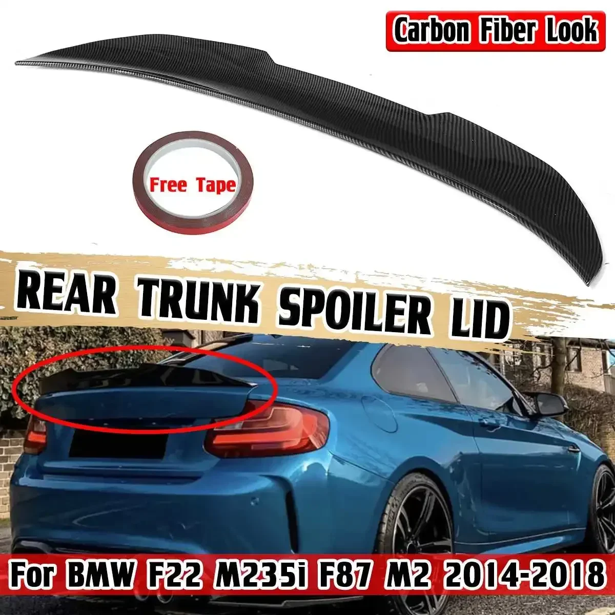 High Quality F22 Car Rear Trunk Boot Lip Wing Lip For BMW F22 M235i F87 M2 2014-2018 PSM Style Rear Roof Lip Spoiler Body Kit