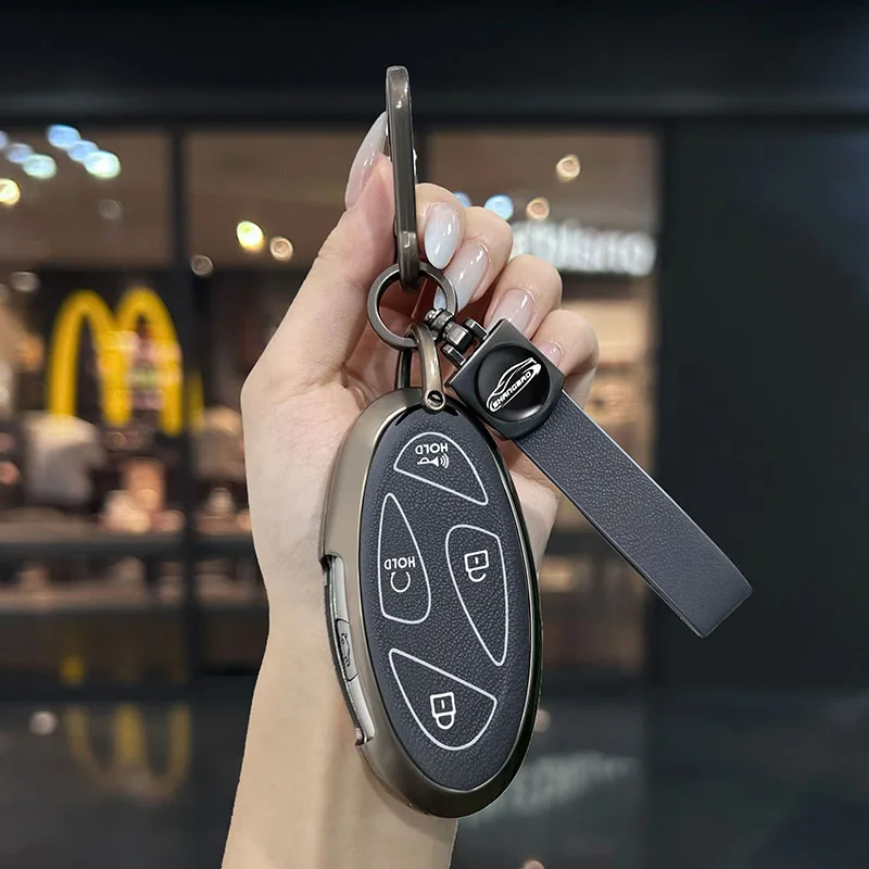 Alloy+Leather Car Key Case Key Cover Shell Fob Holder for New Kona SX2 for Hyundai IONIQ 6 New Grand Prix GN7 Car Accessories