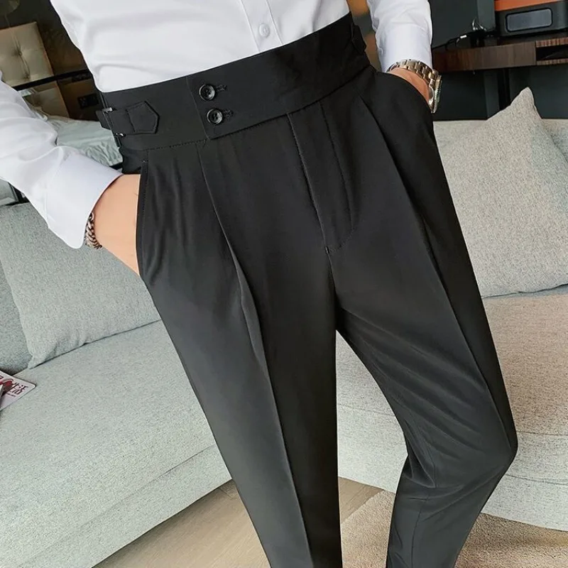 Man Suits Pants High Waist Social Tailoring Straight Business Korean Style Clothes Dress Trousers for Men Quality Formal Stylish