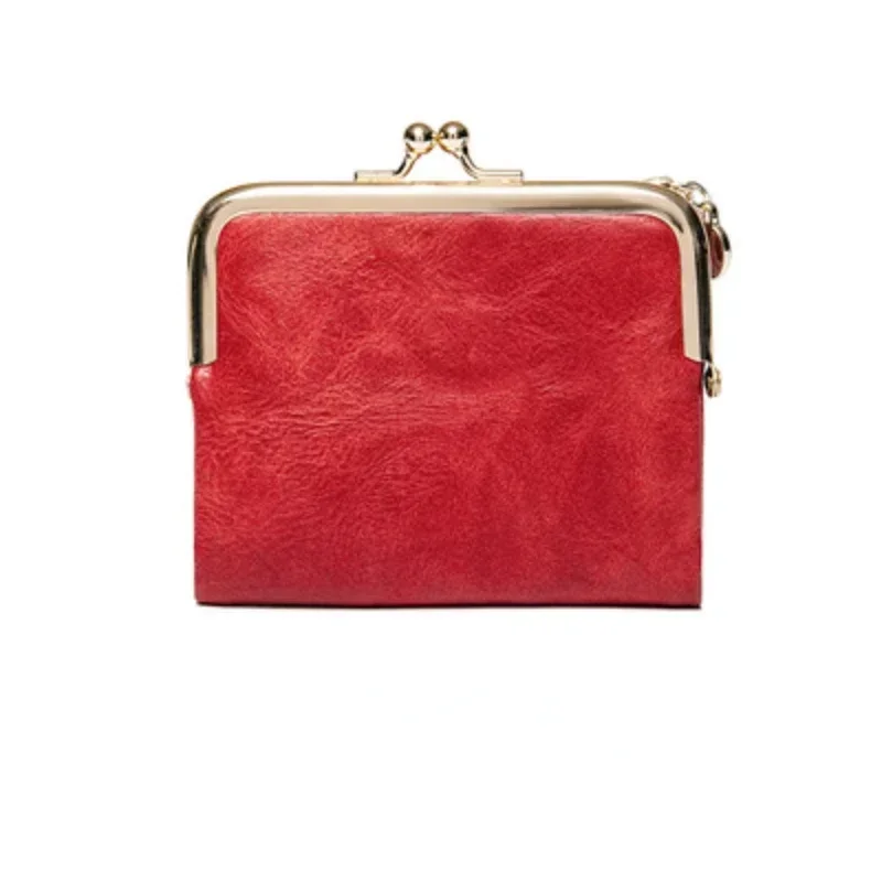 2026 Women's Wallet Short  Bifold Retro Multifunction Coin Purse with Zip and Kiss Lock Green PU Leather Female Short Purses