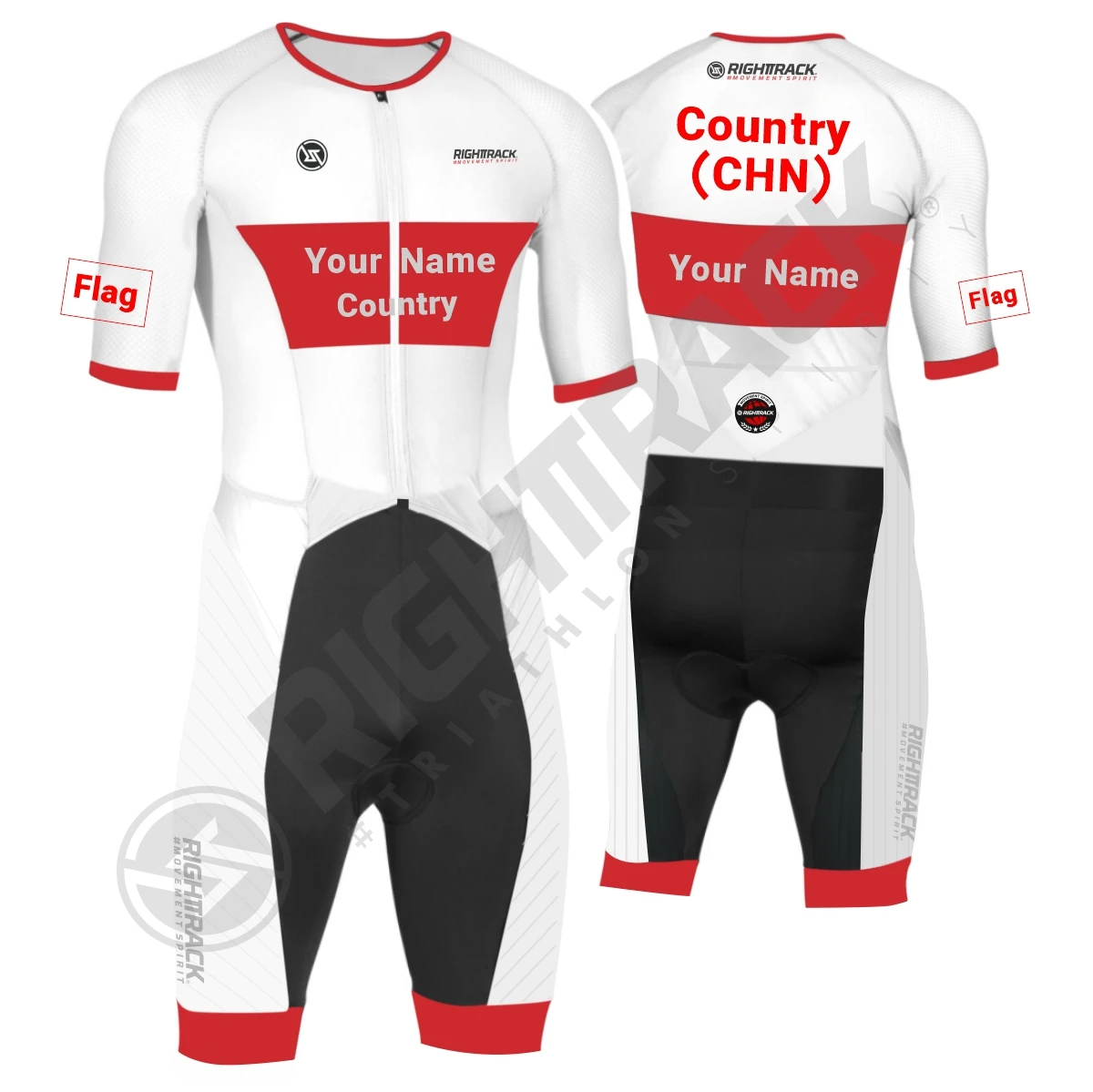 Custom Names Flags RIGHTTRACK Trisuit MEN'S Triathlon Jumpsuit Summer Skinsuit Swimming Cycling Running Competition Apparel