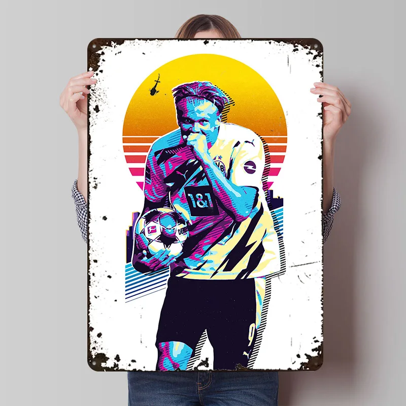 Erling Haaland Metal Poster Customized Wall Art Retro Vintage Tinplate Signs for Gaming Room Decoration Cozy Home Decorations