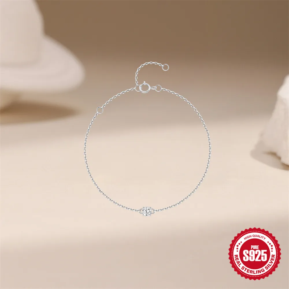 روكسي كلاسيكي واحد مستدير مويسانيتي 925 فضة سوار للنساء ملابس يومية فاخرة هدايا التخرج لها