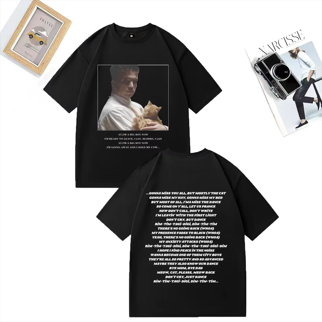 الرجال النساء مضحك القط قصيرة الأكمام تي شيرت الطفل Lasagna حافة تيم تاجي ديم يوروفيجن موضة تي شيرت للجنسين المتضخم ملابس علوية من القطن #1