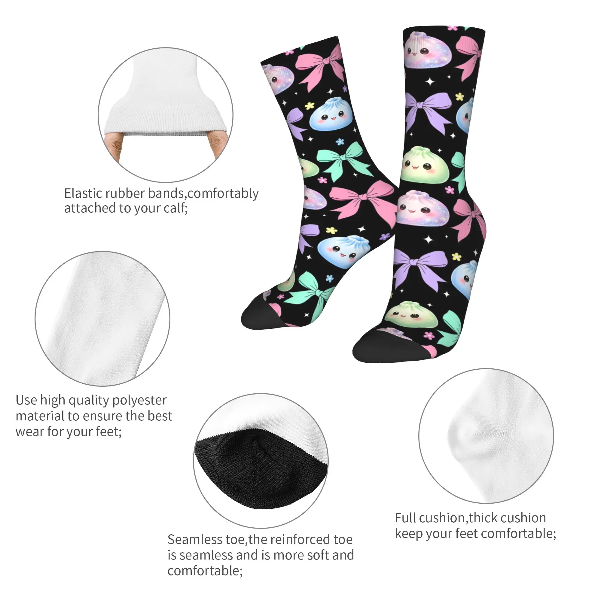 Autumn Winter Cool Unisex Kawaii Dumpling Cute Pastel Anime Lovers Socks  Sweat Absorbing Crew Socks
