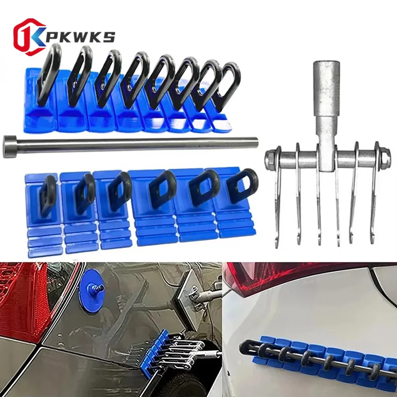Pkwks nova ferramenta de reparo de amassados de carro kit extrator de amassados de carro resistente corpo removedor de amassados cola puxando abas azul puxar ferramentas
