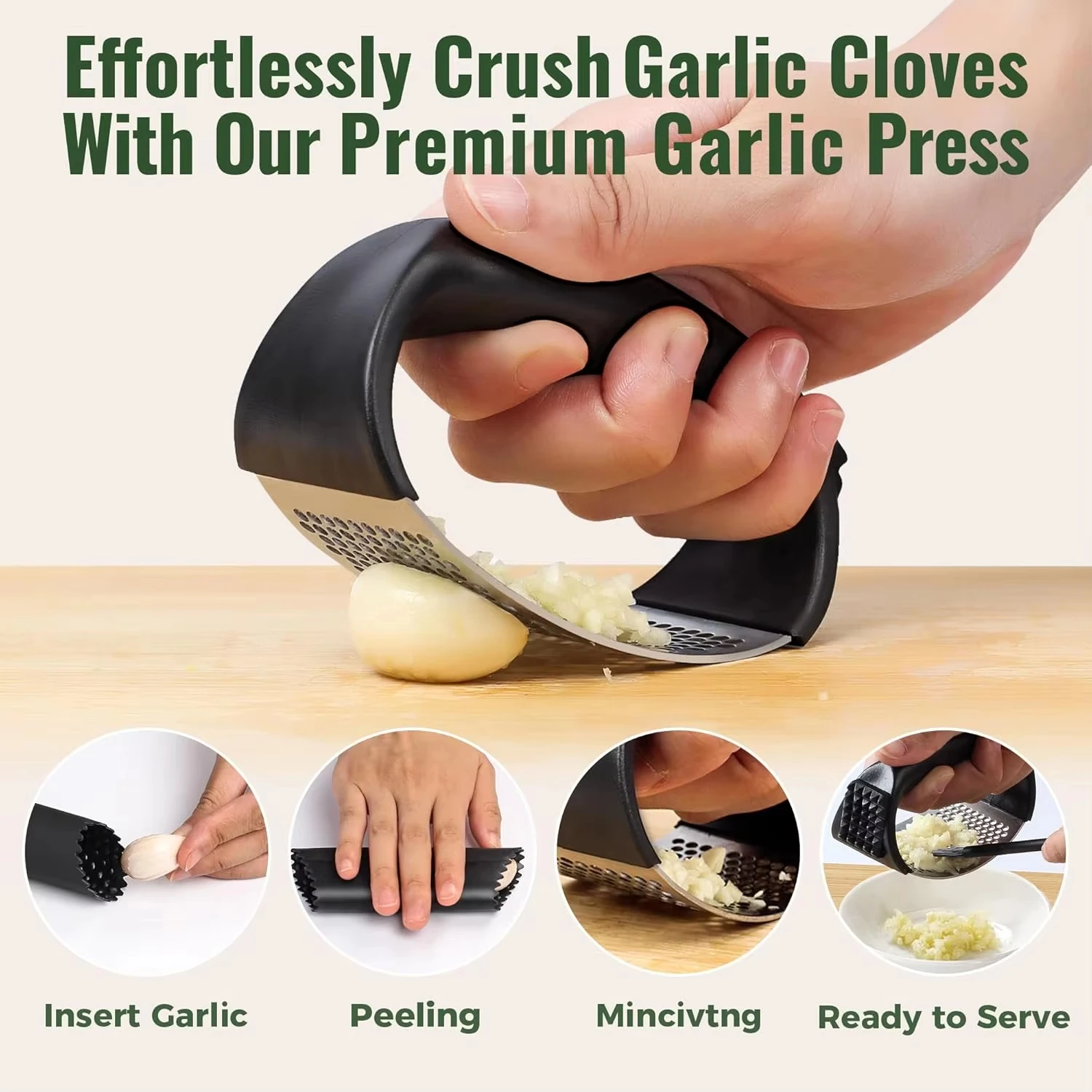 

Buyyes Stainless Steel garlic Mincer Garlic Paste Easy Squeeze Tool Garlic Press Rocker For Crushing Kitchen Utensils