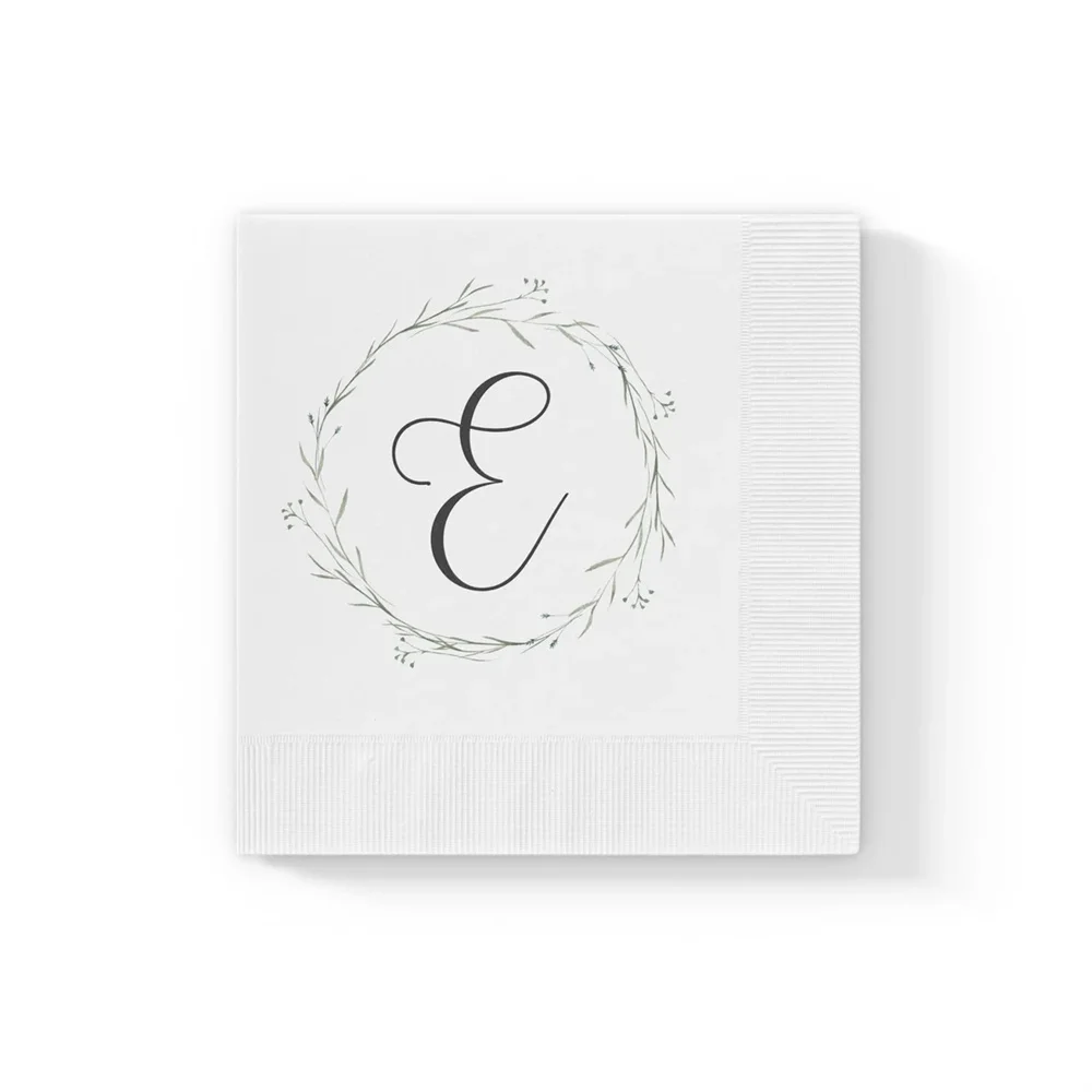 

50PCS Personalized Wedding Napkins, Greenery Wedding, Botanical Bridal Shower, Wedding Shower, Eucalyptus, Cocktail Napkins, Dri