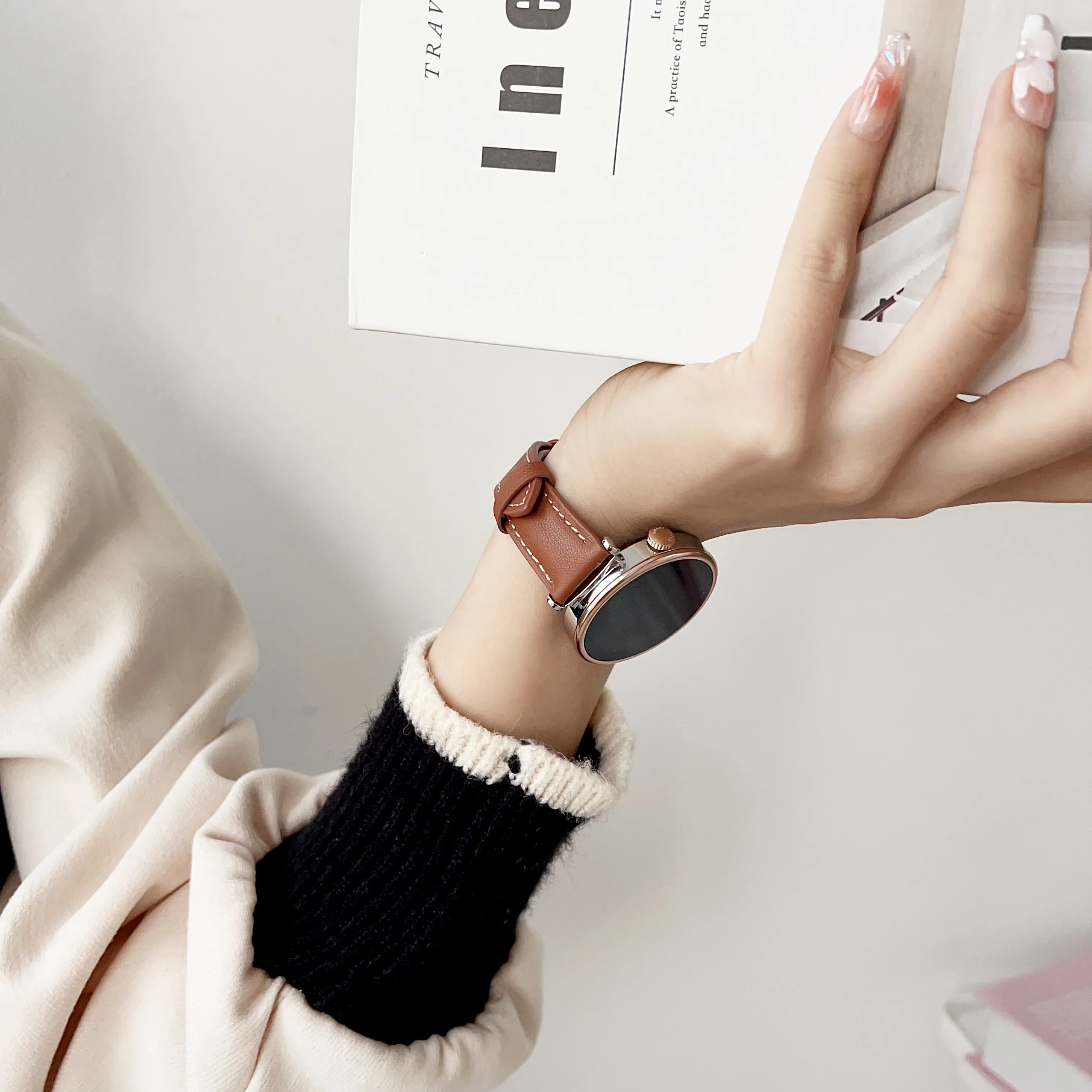 Bracelet de montre en cuir pour femme, bracelet Smartwatch pour fille, Huawei Watch GT4 5, 18mm, 41mm