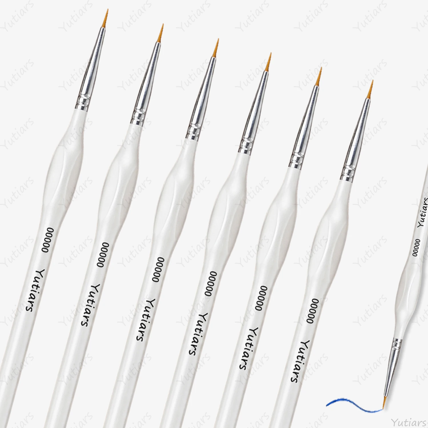 6PCS 00000 Precision Detail Brush Set with Ergonomic Handles for Watercolor, Miniatures, Models, Illustration and Fine Line Art