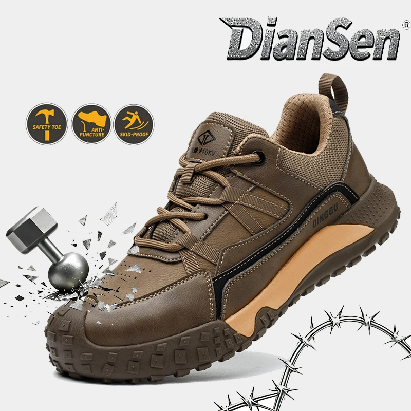 

Lightweight Safety Shoes Men Steel Toe Boots Anti-smash Anti-Puncture Slip Resistant Work Sneakers for Warehouse & Logistics