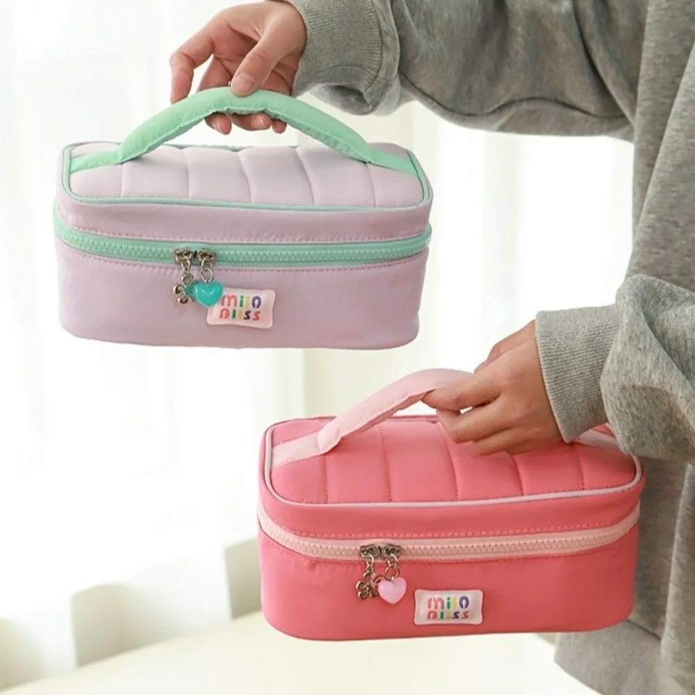 

Dopamine Contrast Makeup Bag Handheld Handbag Toiletry Storage Bag Large Capacity Zipper Portable Cosmetic Organizer Outdoor