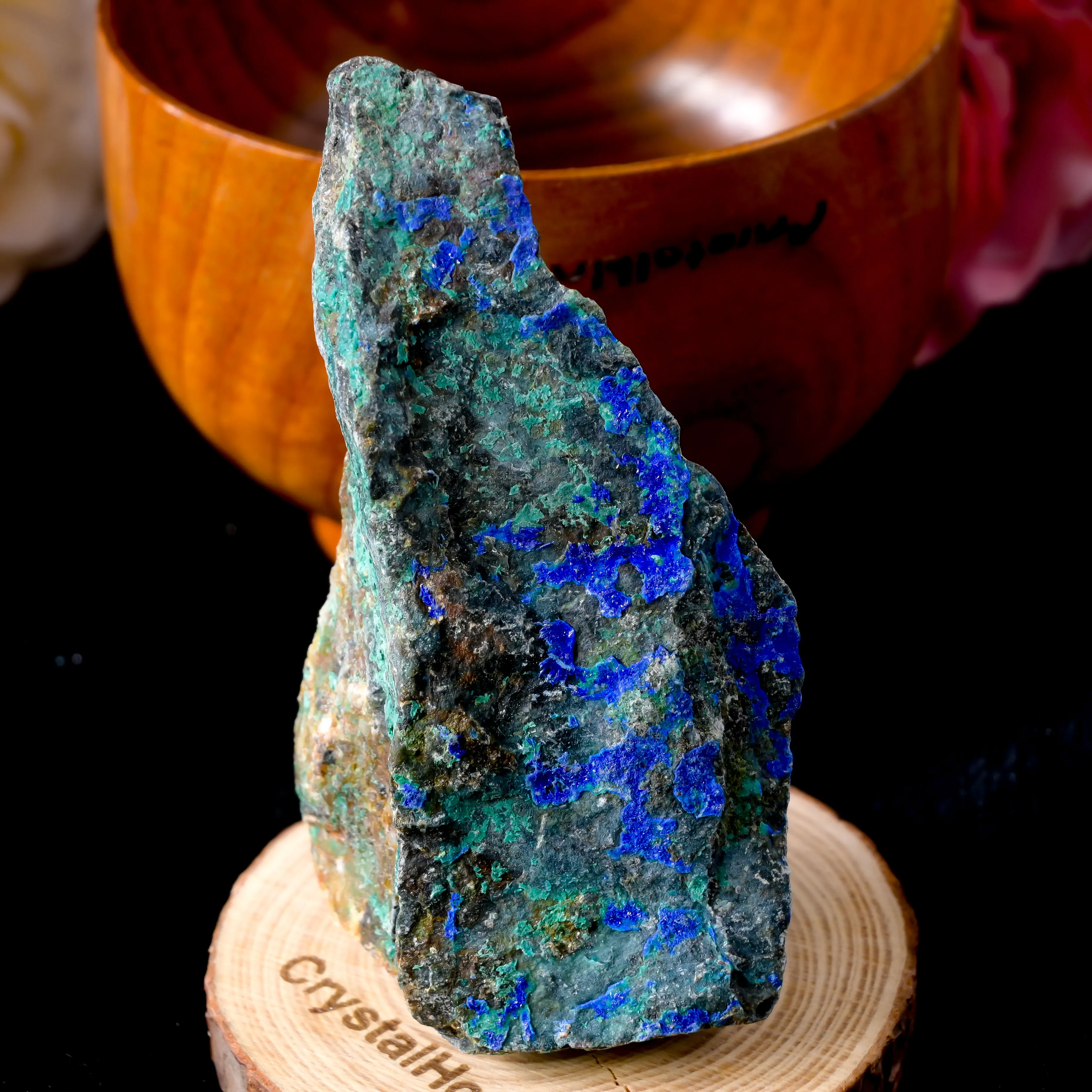1pc Large Natural Azurite Raw Stone, Spirit Chakras Protect Home Decor Gifts, Office Fish Tank Decoration Stone