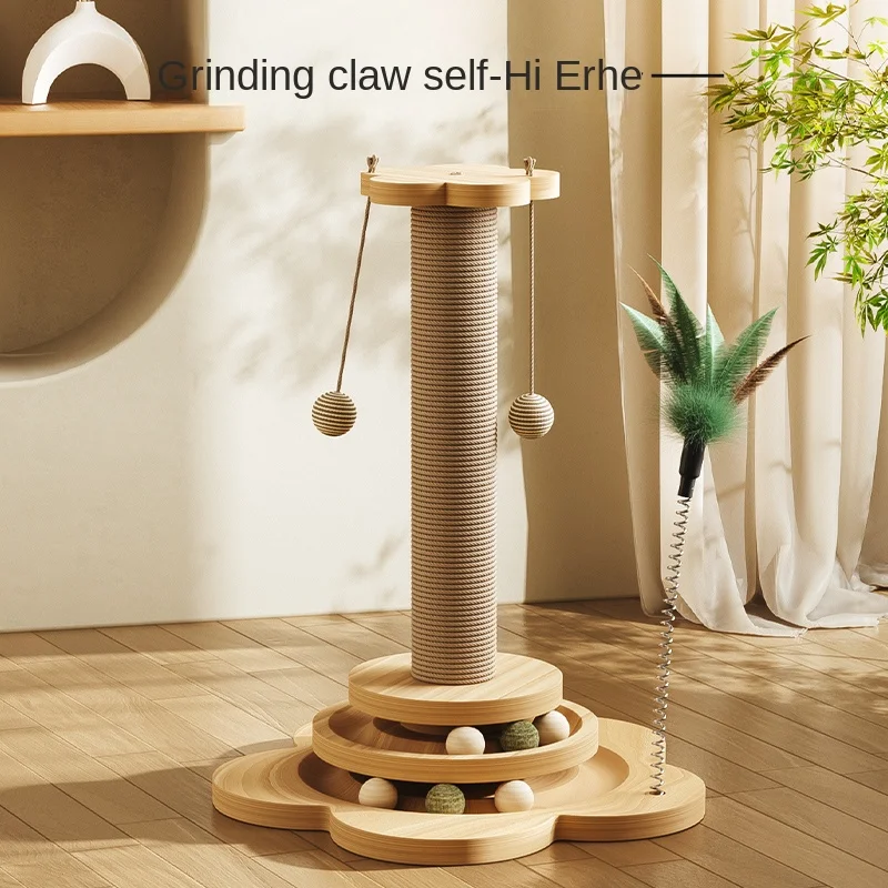 Cat Scratch Board Wear-Resistant No Dandruff Scratching Pole Sisal Claw Board Cat Toy Vertical Cat Climbing Frame Integrated