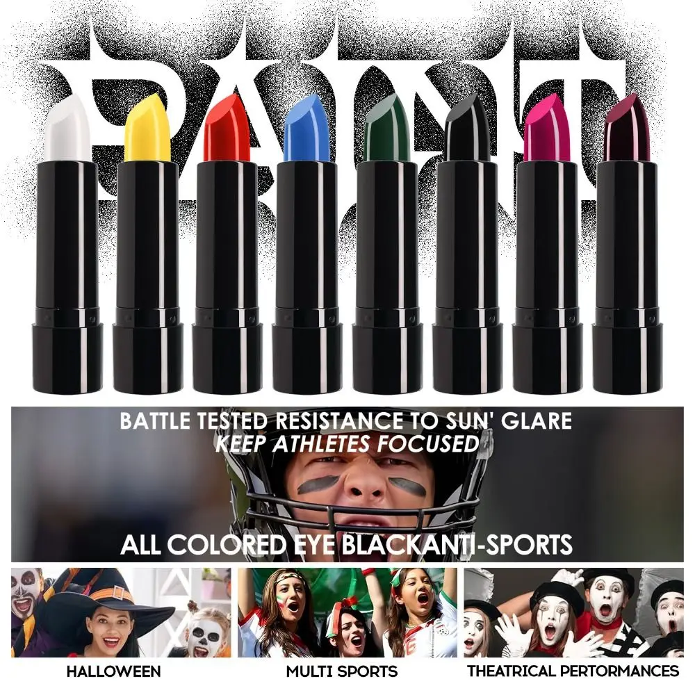 3 Pcs Waterproof Face Body Paint Stick Long-lasting Retro Halloween Lipstick Matte Realistic 8 Colors Lip Gloss Baseball