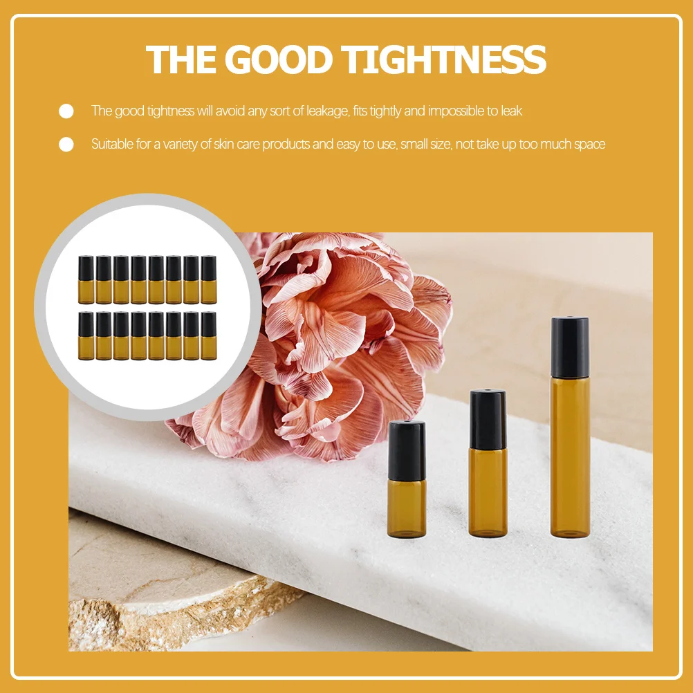 Bouteilles à roulettes en verre pour huiles essentielles, rechargeables, pour voyage, usage quotidien, bouteilles de parfum, boules à roulettes pour huiles essentielles, 20 pièces