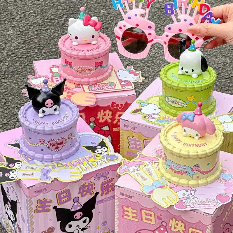 Miniso Sanrio Kuromi Mymelody serie divertida de comida colorida, caja ciega, perro kuromacha, Jade, juguete de regalo de cumpleaños para niña