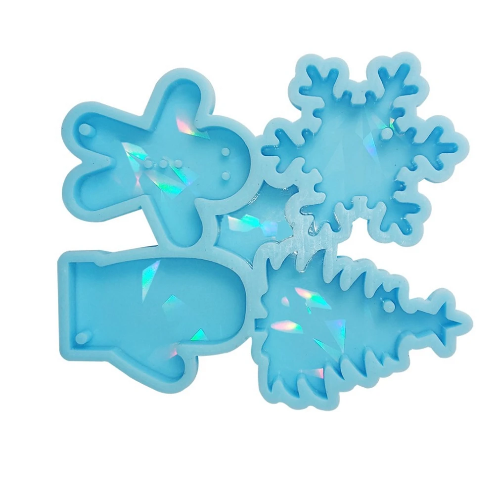 Holographic Silicone Christmas Snowflower Tree Shaped Making Molds for DIY Handmade Uv Epoxy Earrings Pendants Keychain