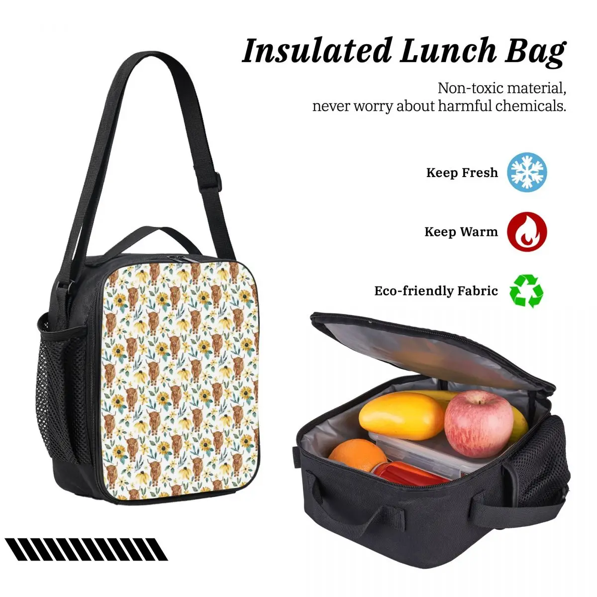 المرتفعات البقرة الحيوان على ظهره طالب بنين بنات BookBag حقيبة مدرسية كمبيوتر محمول حقائب كتف 3ps معزول حقيبة الغداء مقلمة #4