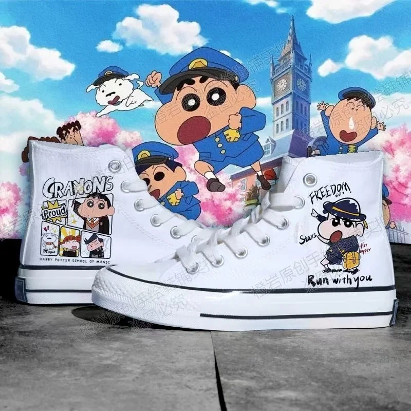 

2025 spring Autumn new drop shipping Canvas Shoes Crayon Shin-chan plus size white man women Board Shoes For Boys And Girls