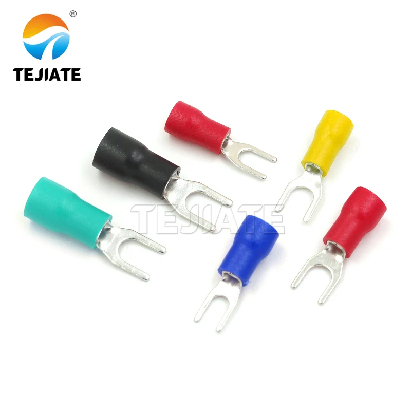 20PCS cold-pressed terminal block SV3.5-4 fork-shaped U-shaped Y-shaped insulated blade spring connector SV1.25-3 copper head