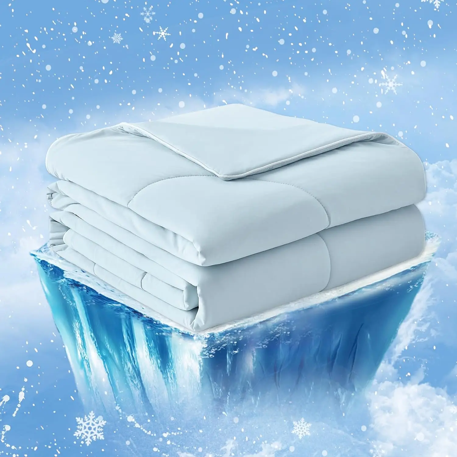 

Queen Size Cooling Comforter for Hot Sleepers, Breathable Lightweight Summer Blanket in Blue