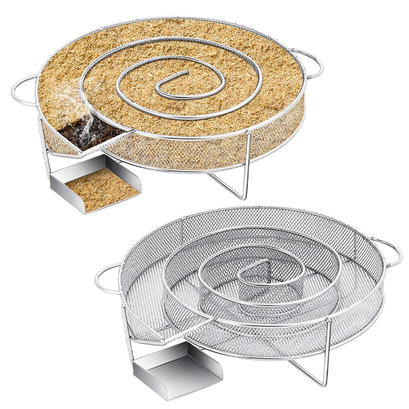 

Stainless Steel Cold Smoke Generator for BBQ Grill/Smoker - Hot & Cold Smoking Kit with Wood Dust - Salmon Meat Fish Burner Tool