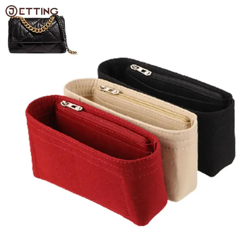 1PCS 4Size Felt Cloth Bag Liner Fits for Luxury Bag Insert Organizer Cosmetic Makeup Bag Zipper Organizer Felt Cloth Travel Inne