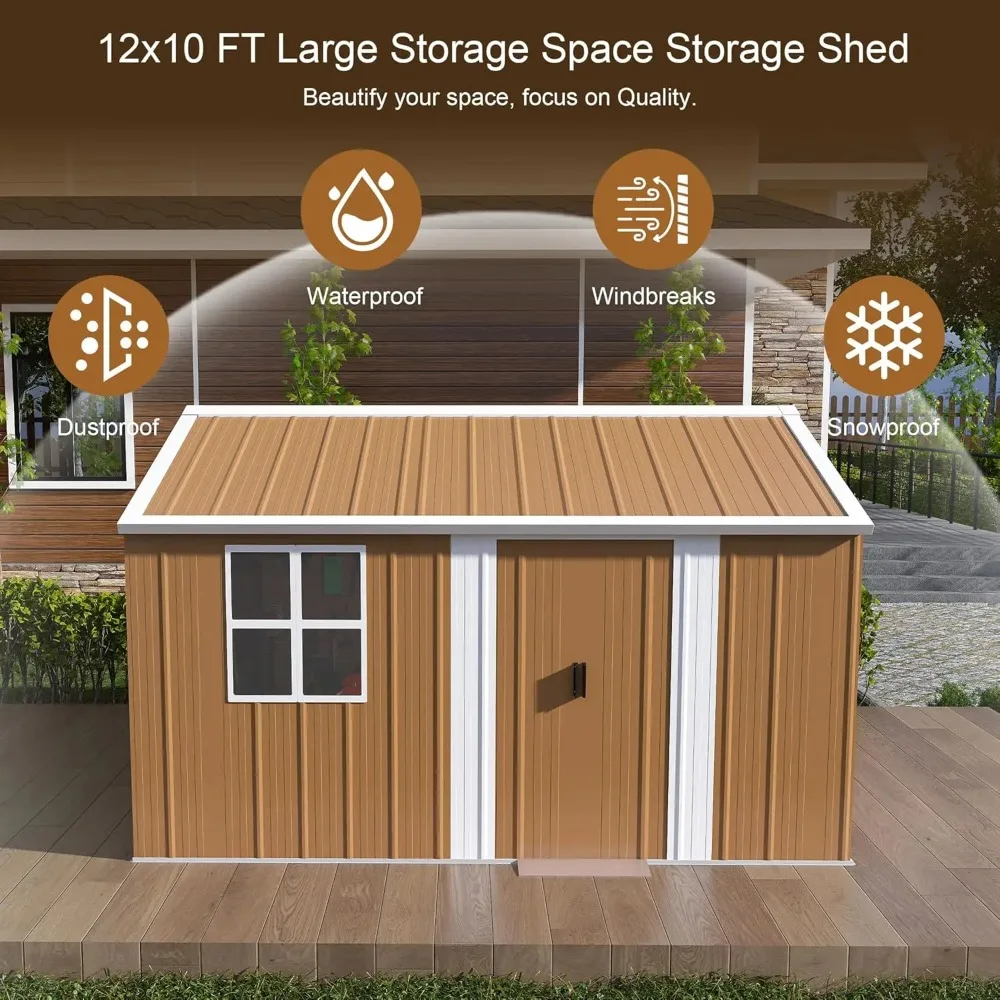 Heavy-duty Metal Tool Shed Lockable Door Ventilated Weatherproof Outdoor Garden Storage Backyard Lawn Organizer, Custom