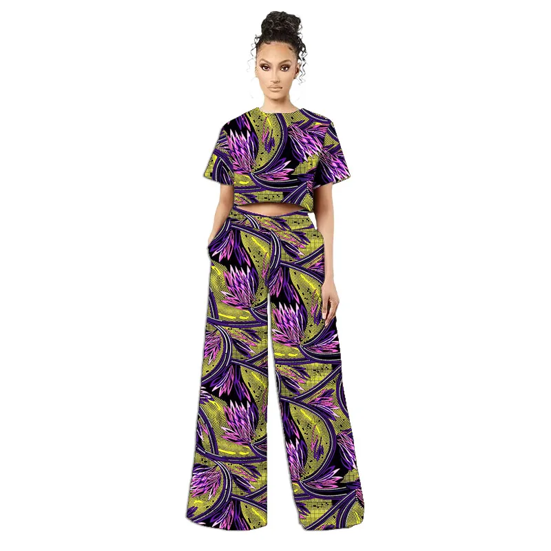 

Summer Women African Clothes Mini Tops Patch Pants Nigerian Print Lady's Ankara Outfits Festival Customized Occasion Wear