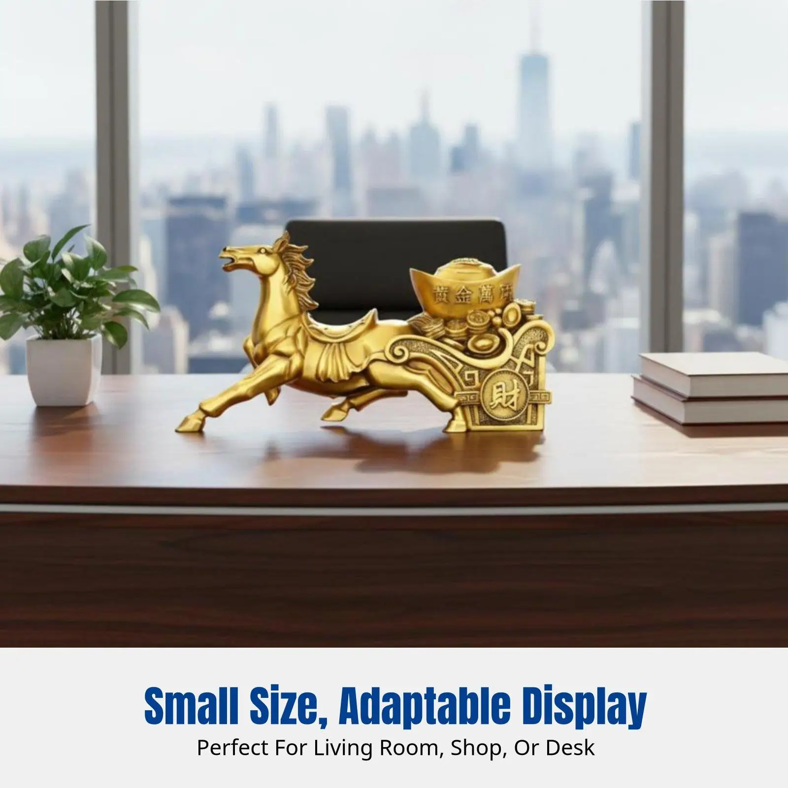 Brass Horse Treasure Car, Zodiac Horse, Desktop, Shop, Festive Decor
