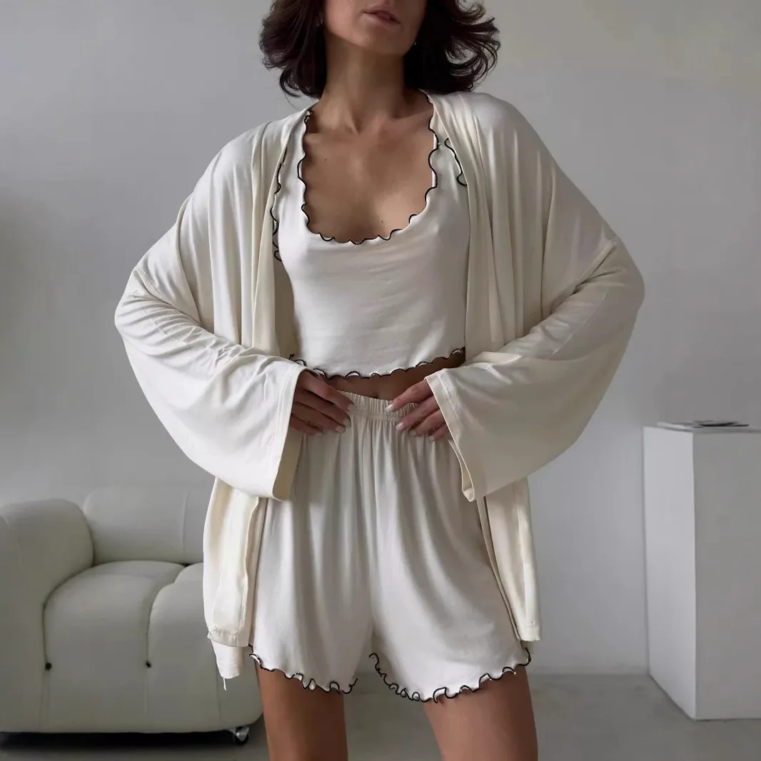 

Удобный моющийся жилет Long Sve, внутренняя одежда, брюки, комплект из футболки, весна 2024, повседневная спортивная одежда, женский костюм