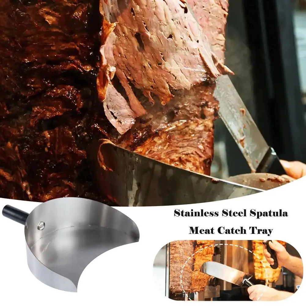 

Stainless Meat Catcher Pan Large Capacity Barbecue Shovel Handheld Rotisserie Catcher Pan For Shawarma Machine Party BBQ