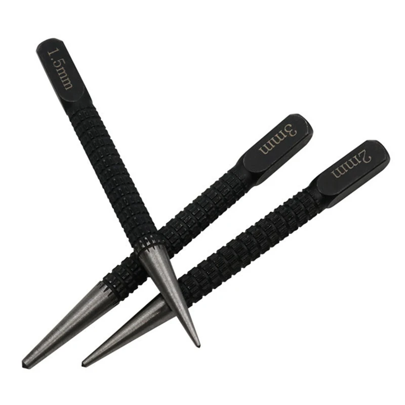 

3PC Center Punch Positioning Punch Drilling Fixer Black Cylindrical Nail Punch Pin Tool Accessories 1.5Mm/2Mm/3Mm