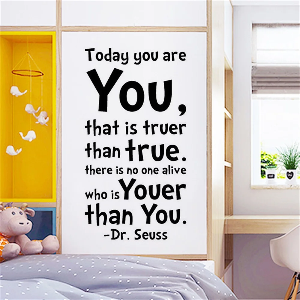 One Piece Dr.Seuss Words Wallpaper That Is Truer Wall Stickers For Children's Room School Bookstore Home Decoration Accessories