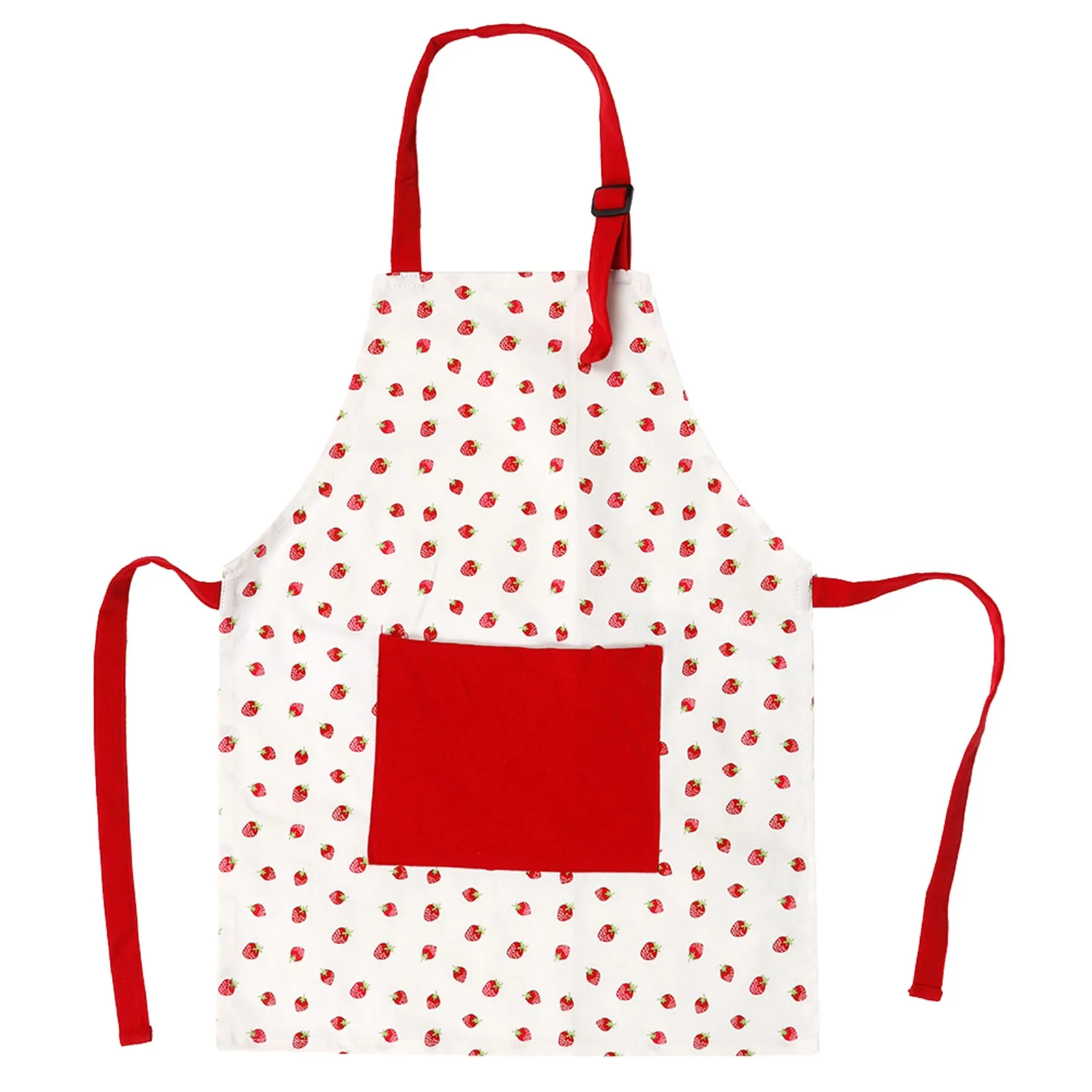 Pure Cotton Thickened Bib Children Kids Cooking Baking Red Strawberry Painting Apron Chefs Kitchen