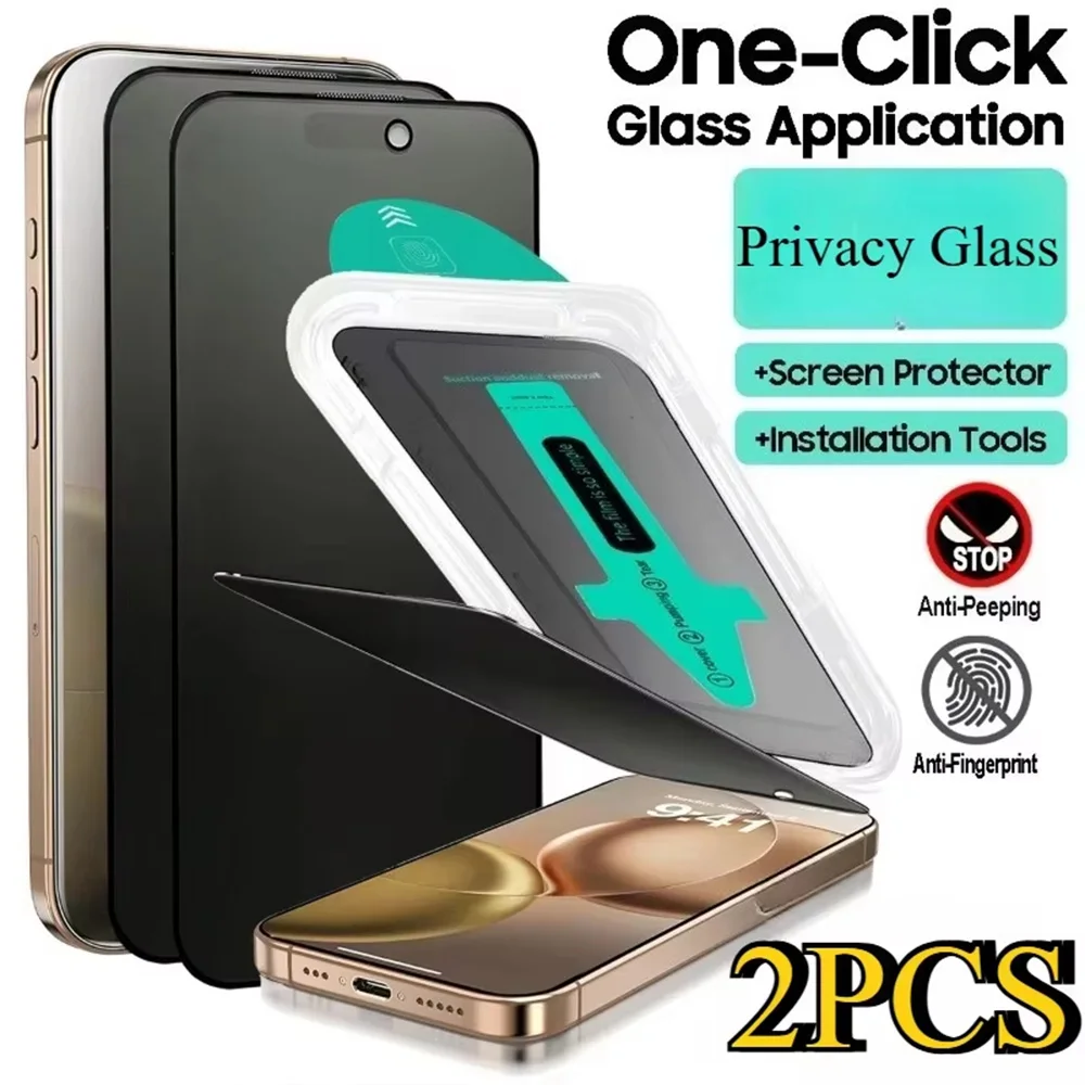 

Oleophobic Dust Free Easy Install Screen Protector for iPhone 16 15 11 12 13 14 Pro Max Plus 16e 17 Pro Max Matte Privacy Glass
