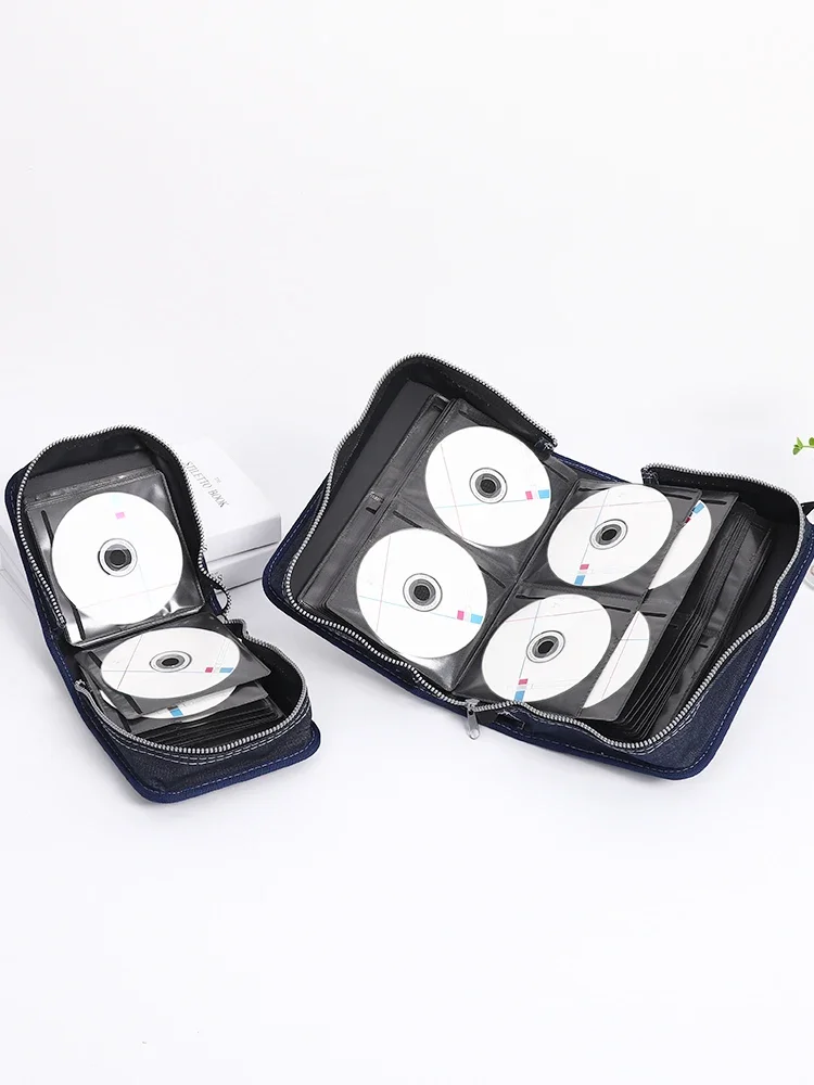 Jane Chuang Large Capacity CD Bag Thickened Denim Disc Bag Disc Case 18-piece DVD Case Disc Bag