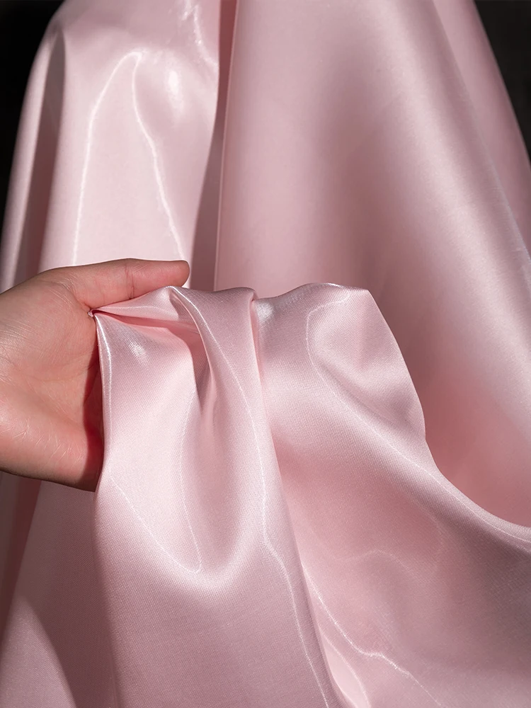 Glossy Satin Reflective Fabric By The Meter for Dresses Clothes DIY Sewing Plain Fashion Designer Cloth Comfortable Smooth White