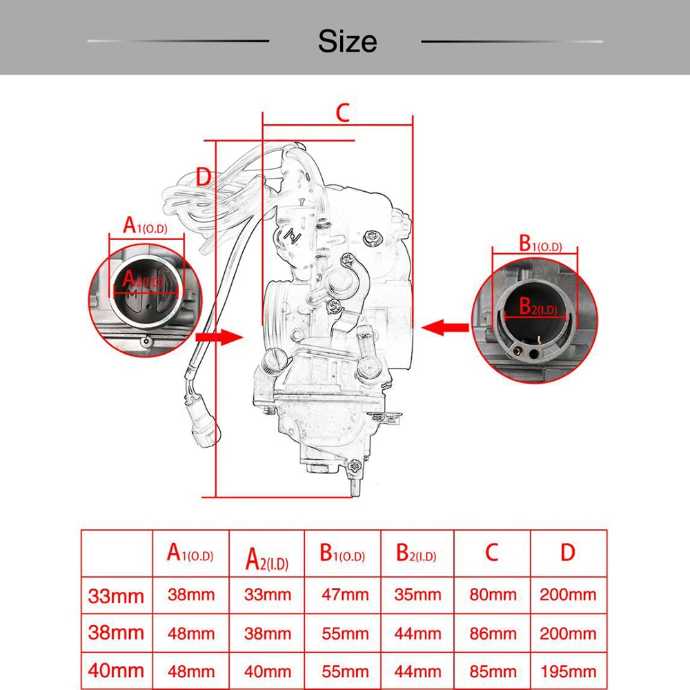Motorcycle Carburetor FCR33/38/40 Modified Carb 40mm 4T Fits ATV Quad Go Kart Dirt Bike 200cc-600cc KLX250 CRF450R KLX450 TRX