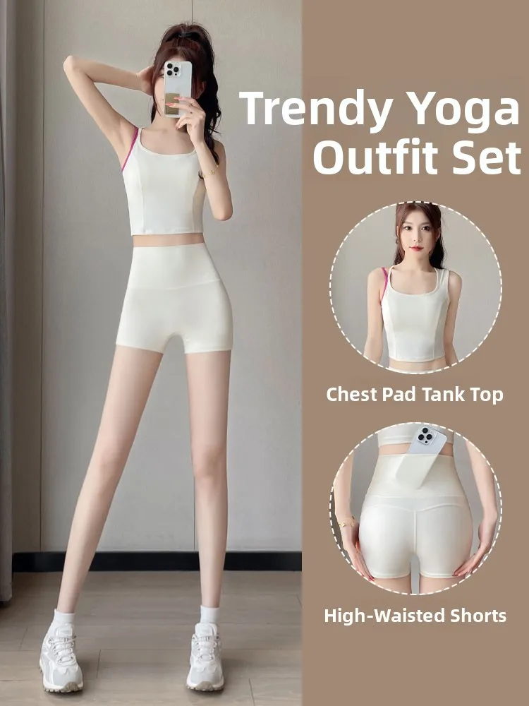 

Женский комплект для йоги и фитнеса: тонкие быстросохнущие брюки для пилатеса с высокой талией из нейлона и спандекса, летний комплект из двух предметов